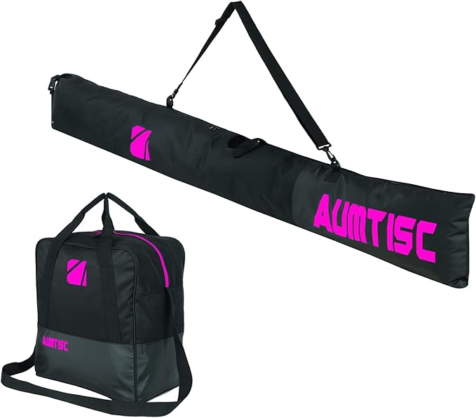 AUMTISC Ski Bag and Boot Bag Combo, Padded Ski Bags for Air Travel Flying, Adjustable Length for Skis Up to 200 cm and Boots Up to Size 13