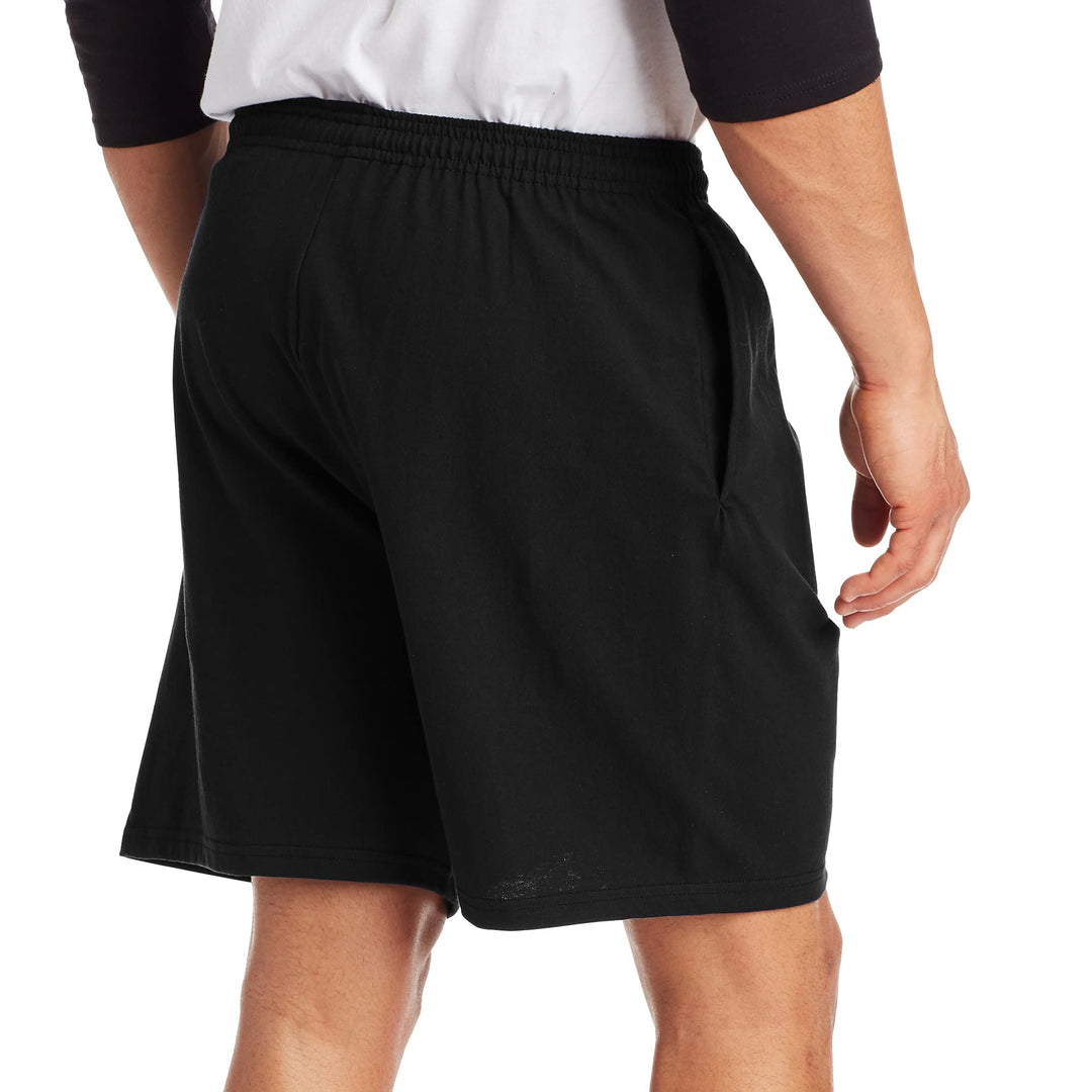 Hanes Mens Jersey Cotton With Pocket Workout-and-training-shorts, Black, Small US