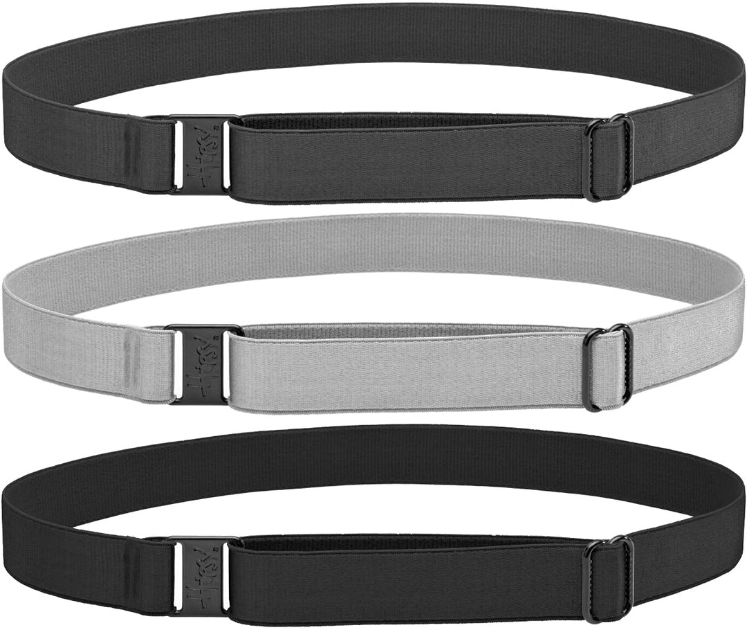 Hipsy Women's Wide Elastic & Adjustable Running Headband Multi Pack (Wide Black/Silver/Charcoal 3pk)