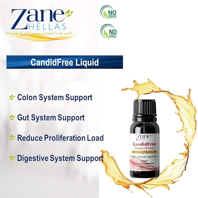 Zane Hellas Candidfree Liquid 100% Herbal Formula. Gut Health Support. Colon Health Support. Intestinal Flora Support. 0.5fl.oz - 15ml