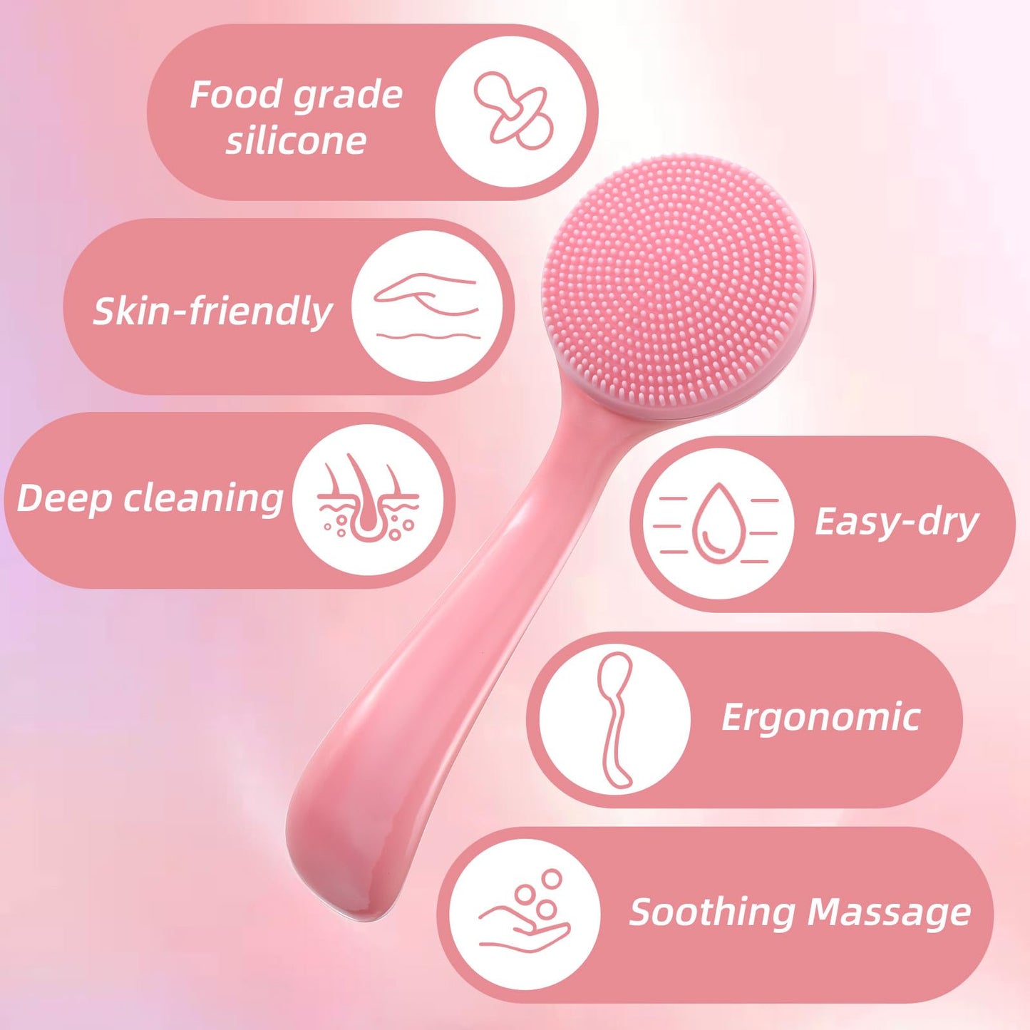 2Pcs Silicone Face Scrubber, Skin Friendly Pore Cleaning Brush Facial Cleansing Brushes for Women Men Blackheads Whiteheads Makeup Skincare Removal (Blue, Pink)