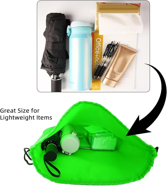 GoodtoU Drawstring Bags, Nylon Backpacks with Drawstring for Sport, Traveling, Team (Green, 16Pcs)