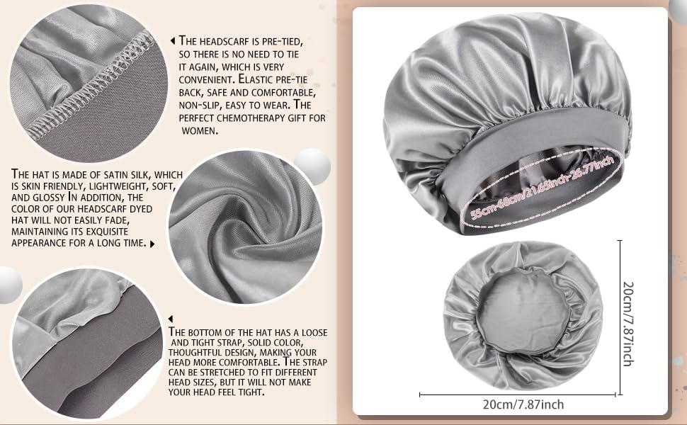 beauty YFJH Soft Satin Silk Salon Bonnet Night Sleeping Wide Band Hat Hair Loss Cap for Women