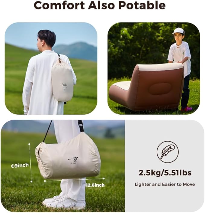 Auto-Inflatable Lounger Air Sofa with Built in Air Pump, Inflatable Beach Lounger Also auto Deflate, Waterproof Inflatable Couch Camping Chair Hammock for Hiking Backyard Travel Beach Park Picnics