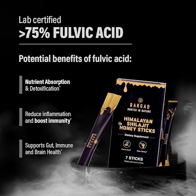 BARGAD Pure Himalayan Shilajit Sticks with Organic Honey & Saffron (7 Count) | Easy Single Use Shilajit Sticks | Boosts Energy & Immunity with 85+ Trace Minerals, 75%+ Fulvic Acid