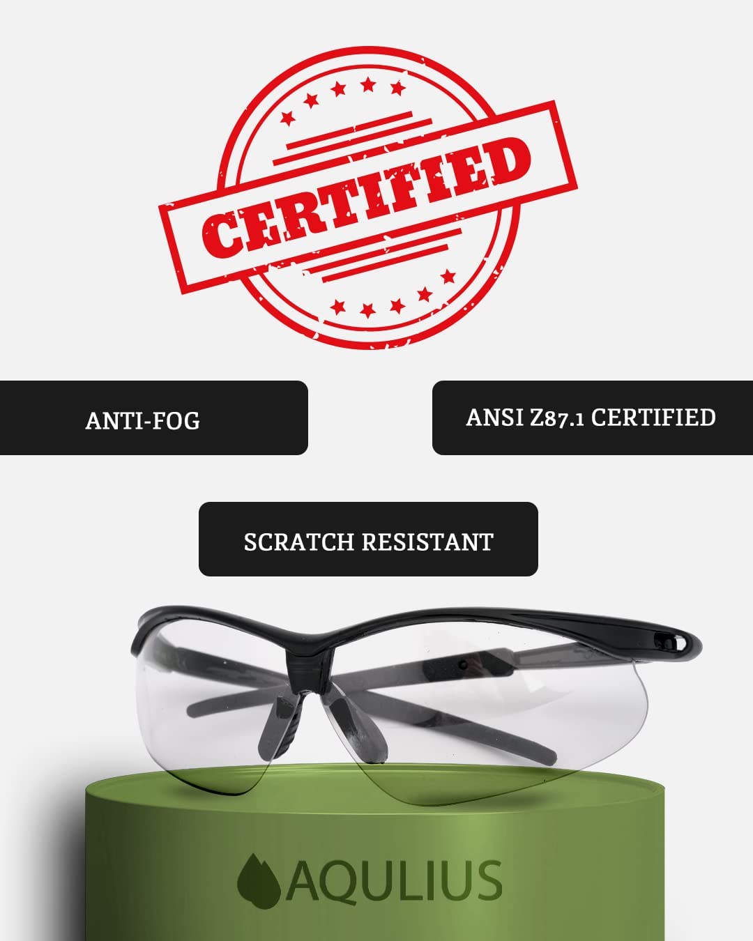 Aqulius 3pk Shooting Glasses - Safety Glasses - Eye Protection for Shooting Range, Tactical Goggles Hunting, Shooting Glasses Men (Clear)