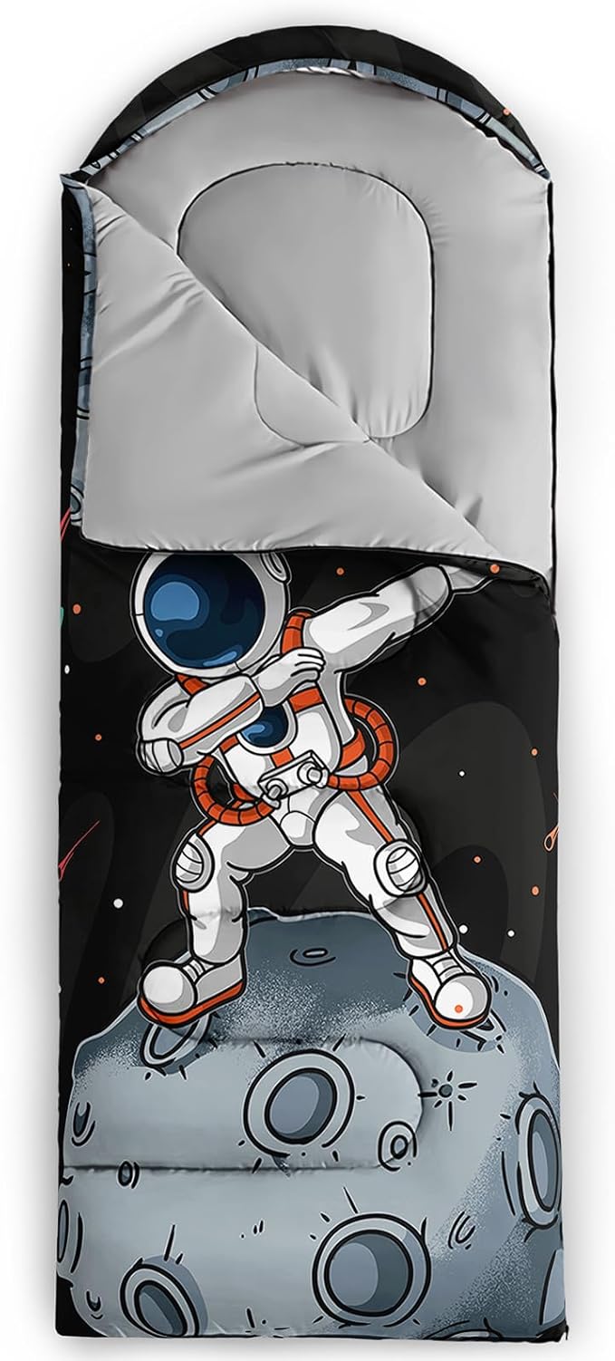 AILONEN Boys Sports Camping Sleeping Bags,Lightweight & Waterproof,3 Season Warm & Cool Weather,Black Player Basketball Sleeping Bags for Kids Adults,Travelling,Outdoors