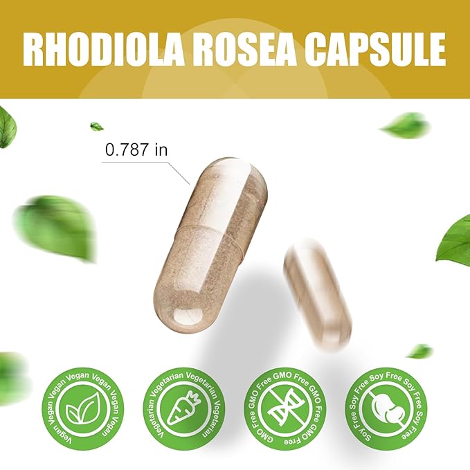Rhodiola Rosea with Ashwagandha & L-Theanine - Organic Rhodiola Rosea Supplement,Natural Adaptogen for Clarity & Vitality, 120 Capsules