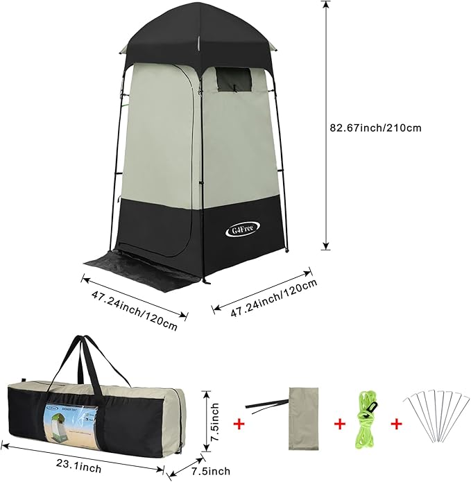 G4Free Camping Shower Tent Privacy Tent Dressing Changing Room Portable Toilet Rain Shelter for Beach with Carry Bag