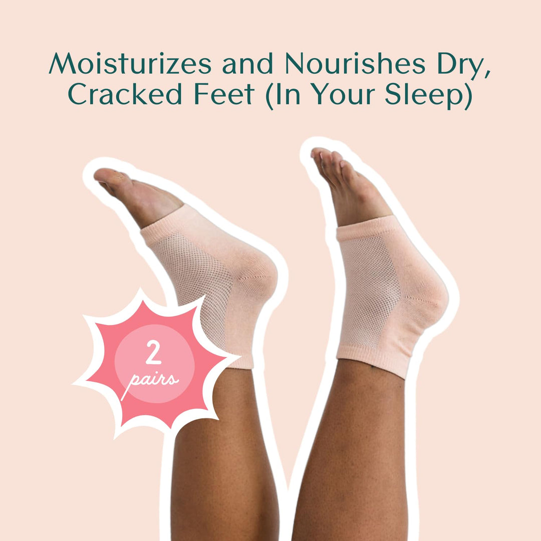Bare August Oh So Healing Moisturizing Heel Repair Socks - Overnight Spa Sleep Socks with Hydrating Therapy Gel for Softening Dry Cracked Heels