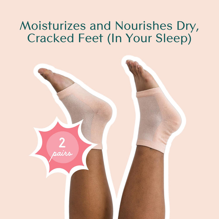 Bare August Oh So Healing Moisturizing Heel Repair Socks - Overnight Spa Sleep Socks with Hydrating Therapy Gel for Softening Dry Cracked Heels