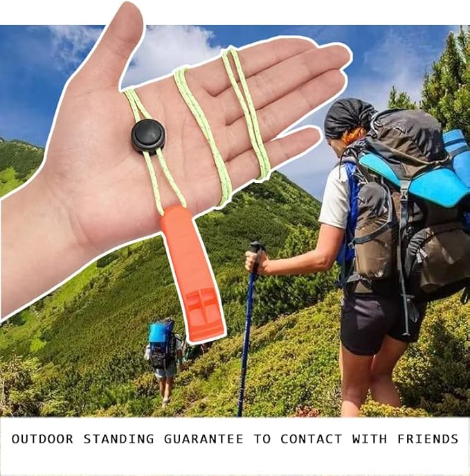 2 Pack Emergency Survival Whistle, 3-in-1 Emergency Whistles with Compass and Thermometer, Loud Safety Whistle with Lanyard for Outdoor Hiking