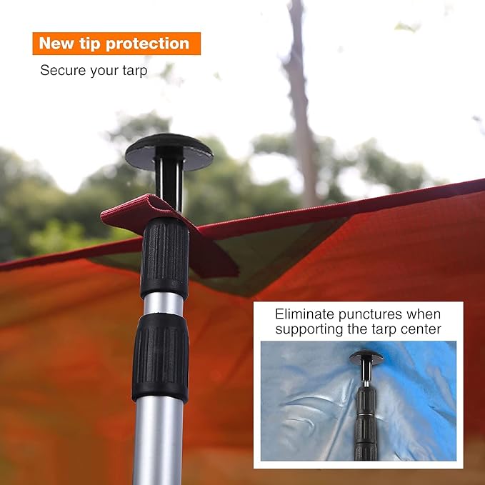 REDCAMP 33-98'' Aluminum Adjustable Camping Tarp Poles, Set of 2, 90" Telescoping Lightweight Tent Poles for Shelter, Hammock Rain Fly, Awning