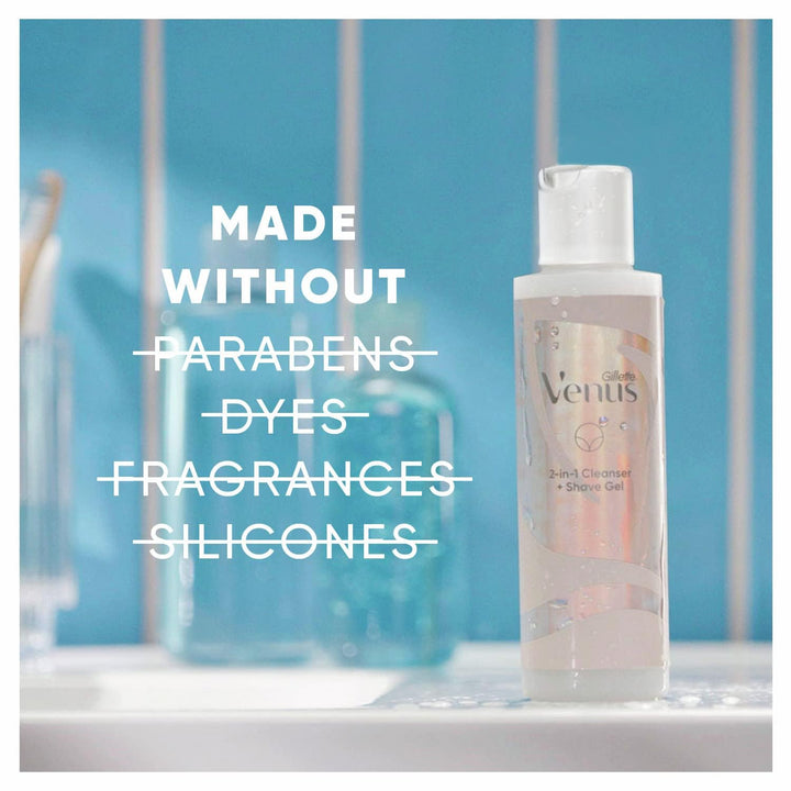 Gillette Venus Intimate Grooming 2in1 Cleanser and Shave Gel for Bikini Pubic Hair and Skin 6.4 Oz