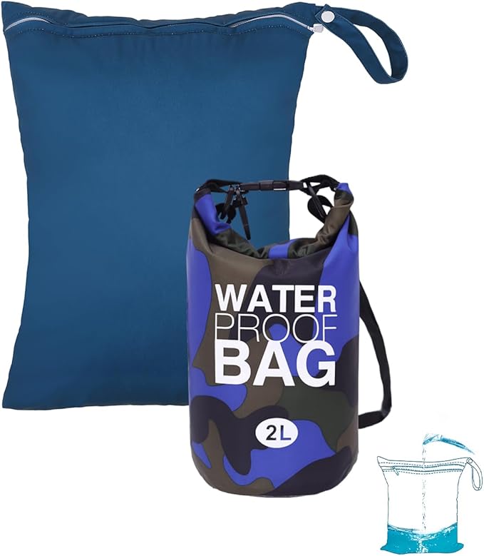 babygoal Waterproof Wet Bag and Dry Bag, Roll Top Waterproof 2L Backpack Sack for Travel,Swimming,Kayaking, Beach, Rafting, Boating, Hiking, Camping and Fishing 2WLL04-B