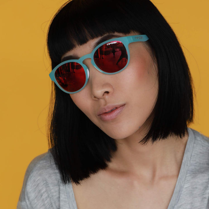 Tifosi Svago Sunglasses (Satin Crystal Teal, Smoke Red)