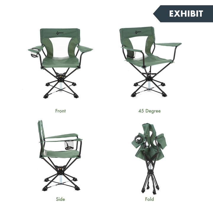 ARROWHEAD OUTDOOR 360° Degree Swivel Hunting Chair Stool Seat, Perfect for Blinds, No Sink Feet, Supports up to 450lbs, Carrying Case, Steel Frame, Fishing, High-Grade 600D Canvas, USA-Based Support