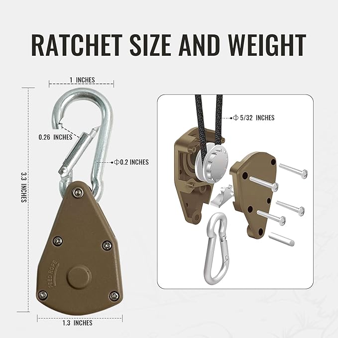 2pcs 15ft Ratchet Tie Down Rope Canopy Tent Tie Downs Strap Retractable Hanger with Hooks Reinforced Metal Gear for Camping Essentials 5/32"…