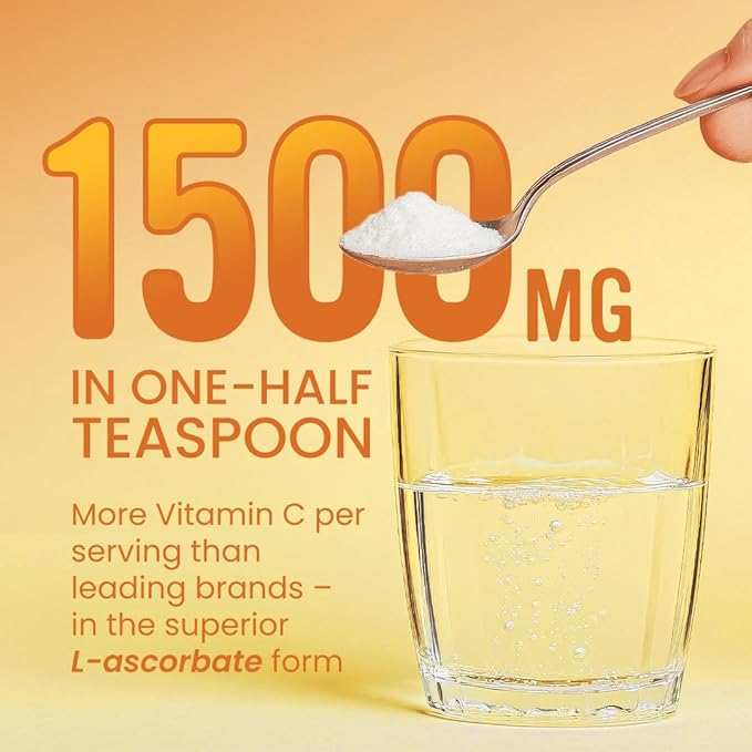 Alkalini-C Vitamin C Powder, Potent Natural L-Ascorbate VIT C Powder, Corn-Free Non-GMO VIT C, Buffered Vitamin C for Enhanced Absorption, 100% Pure Powder Form, Immune Support Supplement 8oz