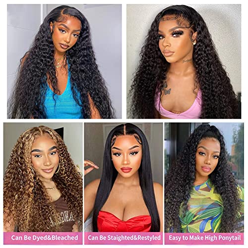 Deep Wave Human Hair Bundles, 18 20 22 Inch, 100% Unprocessed Brazilian Virgin Hair, Deep Curly, Natural Black, Wet And Wavy Bundles - 3 Pack, Style Keep Texture Silky Soft, Hair Extension