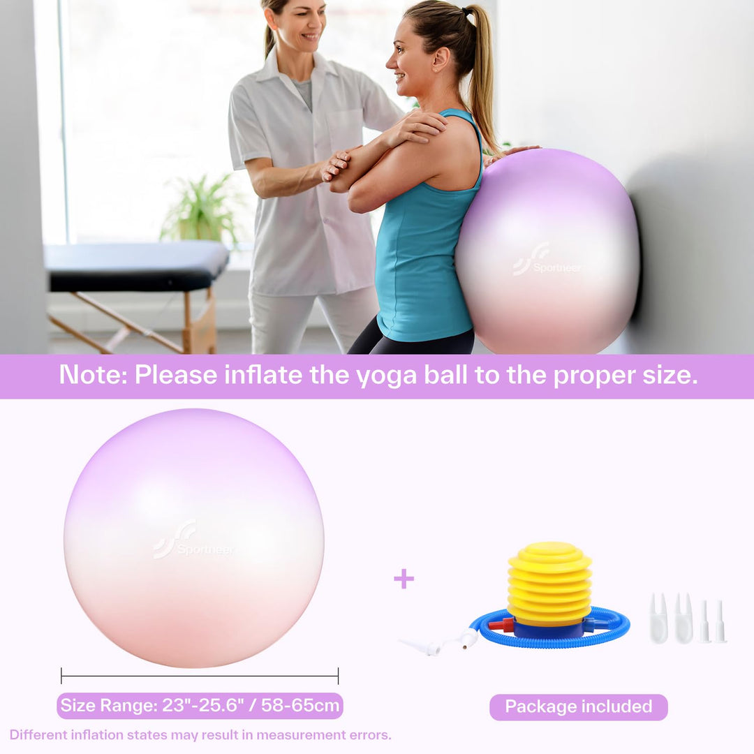 Sportneer Extra Thick Exercise Ball - 25.6''Yoga Ball with Quick Pump - Anti-Burst and Slip Resistant Fitness Ball Chair for Pregnancy and Physical Therapy