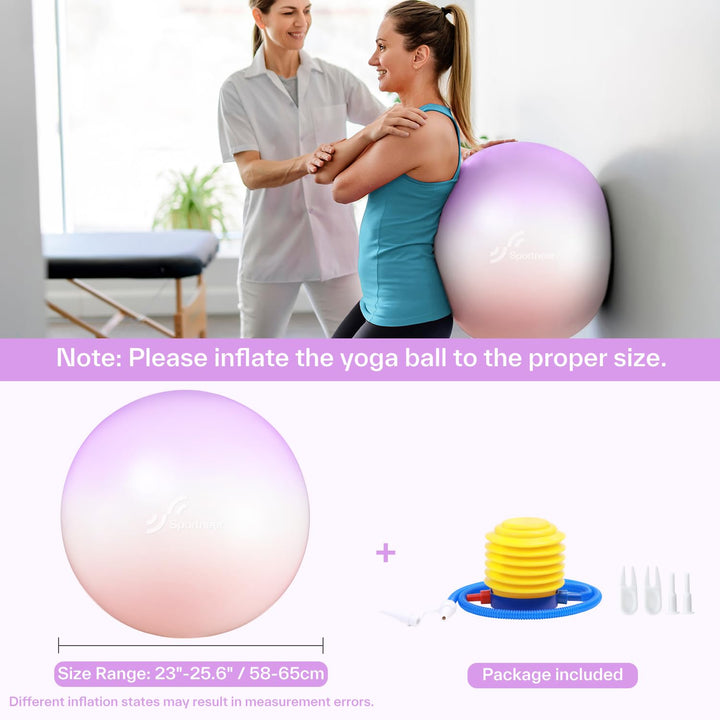 Sportneer Extra Thick Exercise Ball - 25.6''Yoga Ball with Quick Pump - Anti-Burst and Slip Resistant Fitness Ball Chair for Pregnancy and Physical Therapy