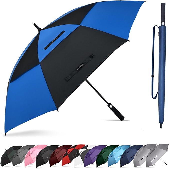 Auto Open Golf Umbrellas 62/68/72 Inch Extra Large Oversize for Business & Home, Ventilated Double Canopy Windproof Waterproof Stick Umbrella for Rain & strong wind