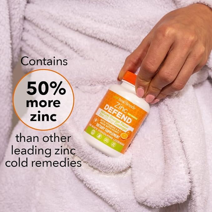 Basic Brands Zinc Lozenges, 100 Count, Orange