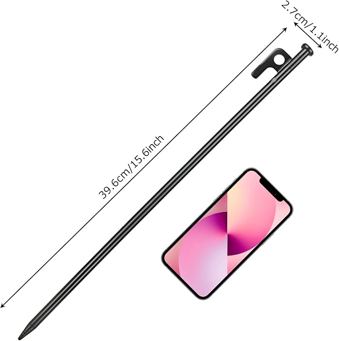 12PCS Tent Stakes Heavy Duty, 16Inch Metal Camping Stakes Tent Pegs for Outdoors Mountain-Climbing Camping Hiking