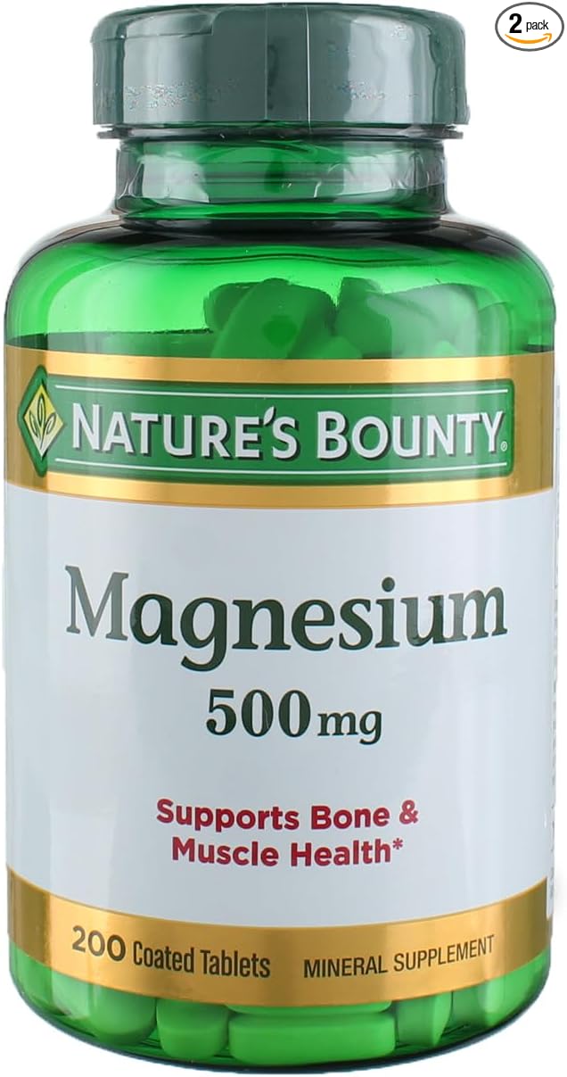 Nature's Bounty Magnesium 500 mg, 200 Tablets (2 Pack)
