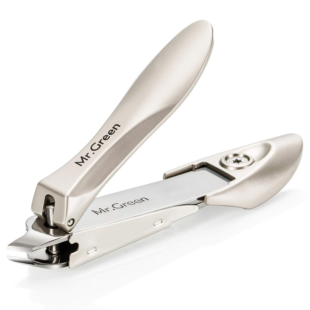 Nail Clipper With Catcher, Slanted Edge Nail Cutting Clippers Stainless Steel Fingernail Cutter Trim With File For Men And Women