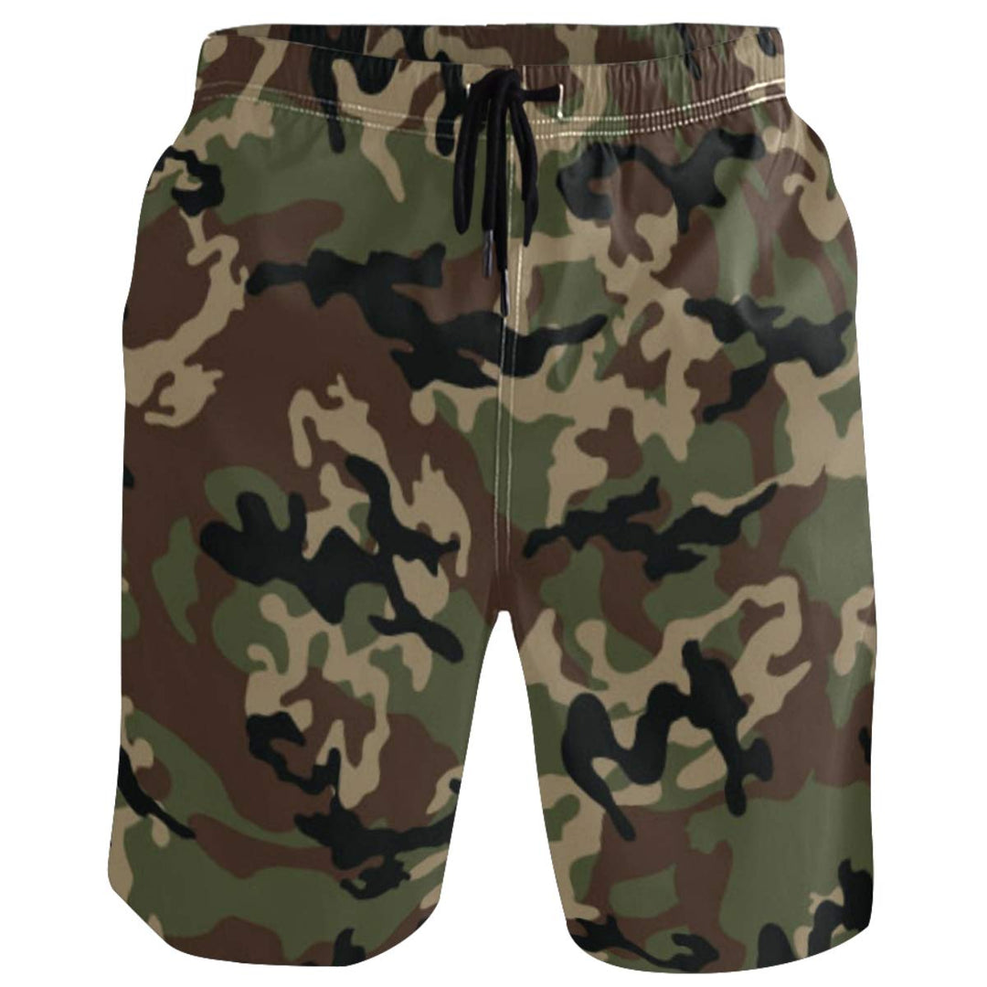 visesunny Camouflage Print Men's Beach Shorts Summer Swim Trunks Sports Running Bathing Suits with Mesh Lining