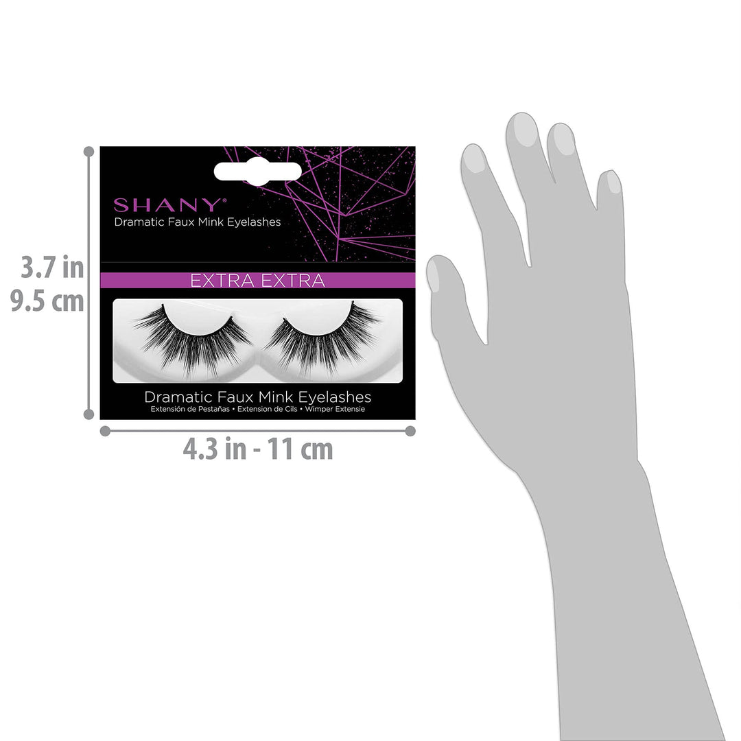 SHANY Classic Faux Mink Eyelashes - Durable Single Pair 3D Reusable Fluffy and Soft Strip Lash with Medium Volume - EXTRA EXTRA