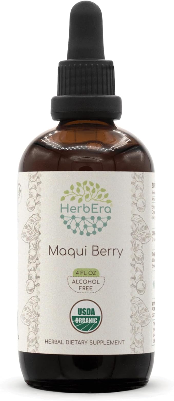 Maqui Berry B120 Alcohol-Free Herbal Extract Tincture, Super-Concentrated USDA Organic Maqui Berry (Aristotelia chilensis) 4 fl oz