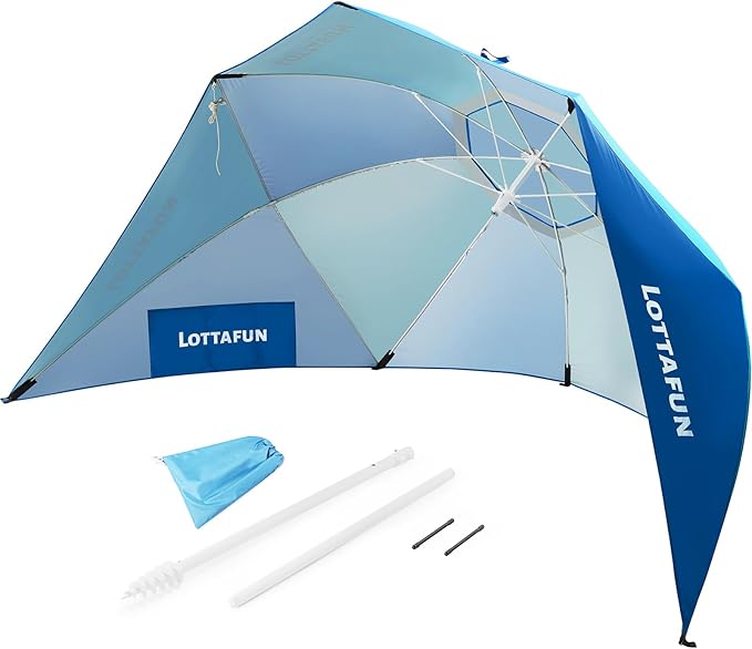 Beach Shelter Umbrella Premiere UPF 50+ Umbrella Shelter for Sun and Rain Protection for Adult (10-Foot, Blue Green)