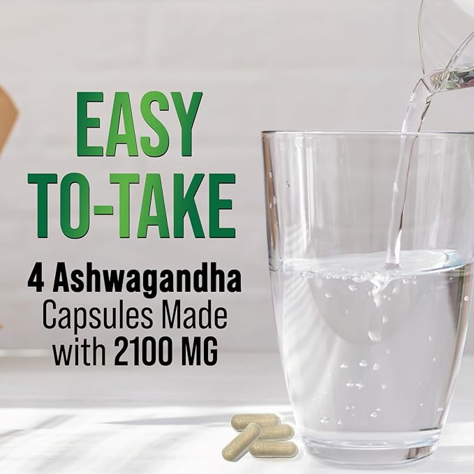 Ashwagandha Extra Strength 2100mg - Ashwagandha Supplements for Women & Men, Antioxidant Support, Nature's Vegan Ashwagandha Powder, Ashwagandha Supplement, Non-GMO & Gluten Free - 60 Capsules