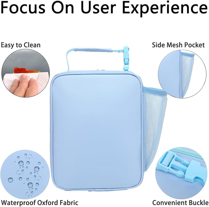 Lunch Box for Kids Boys Girls Men Women,Insulated Small Soft Cooler Lunch Bag Kit for School Work Picnic Travel - Reusable Portable lunchbox,Blue