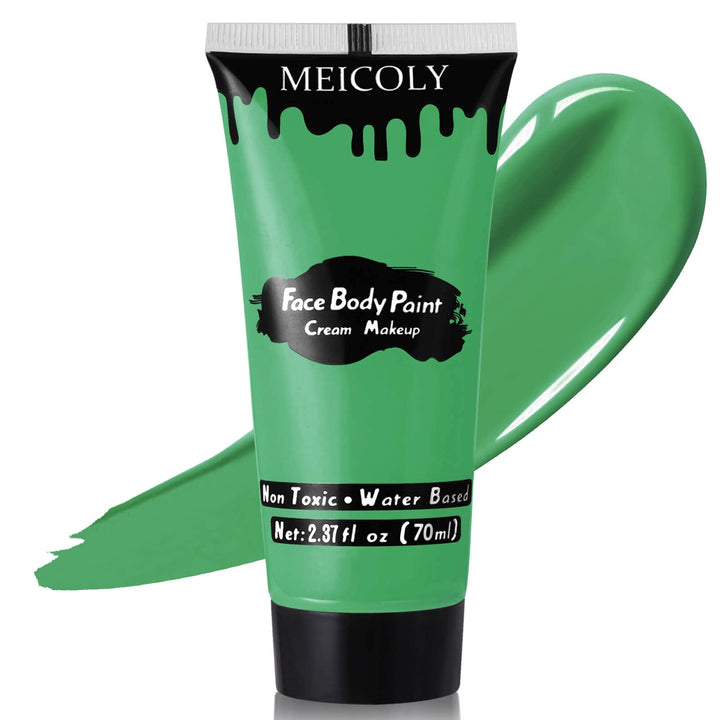 MEICOLY Green Face Body Paint,St. Patrick’s Day Face Paint Makeup Accessories,Camouflage Gamora Hunting Hulk Body Paint for Adults and Kids,Halloween SFX Witch Makeup Face Paint