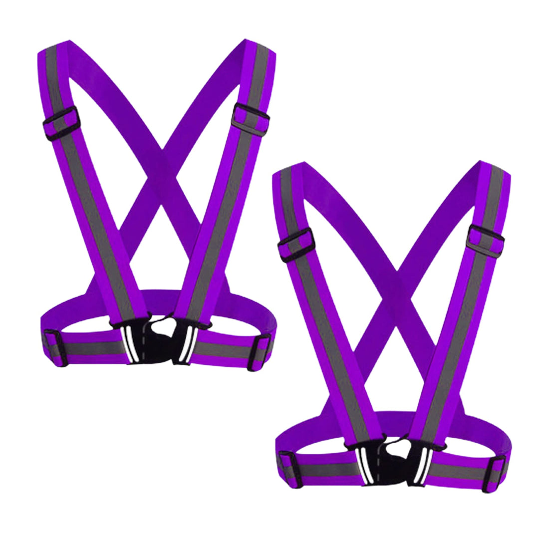 YUNLOVXEE Reflective Strap Safety Vest Gear - 2-10 Pack Adjustable High Visible Reflective Running Gear for Women Men Night (Purple x2)
