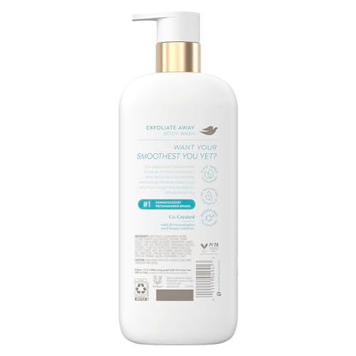 Dove Body Wash Exfoliate Away Micro-polishes for silkier skin 4% refining serum with AHA 18.5 oz