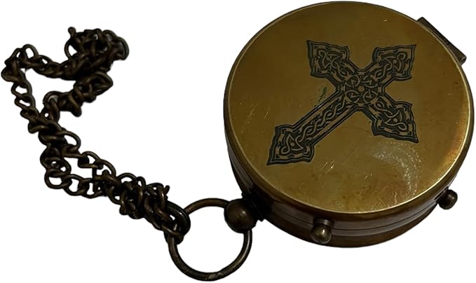Antique Brass Compass with Detachable Chain & Carrying Case – Vintage Nautical Navigation Tool for Outdoor Hiking, Survival, and Travel – Gift for Collectors and Adventurers