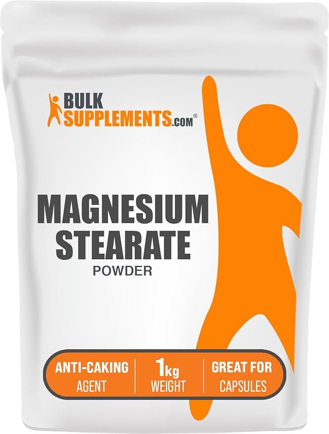 BulkSupplements.com Magnesium Stearate Powder - Anti-Caking, Flowing Agent, & Filler - Magnesium Stearate Food Grade, Servings May Vary - 1kg (2.2 lbs) (Pack of 1)
