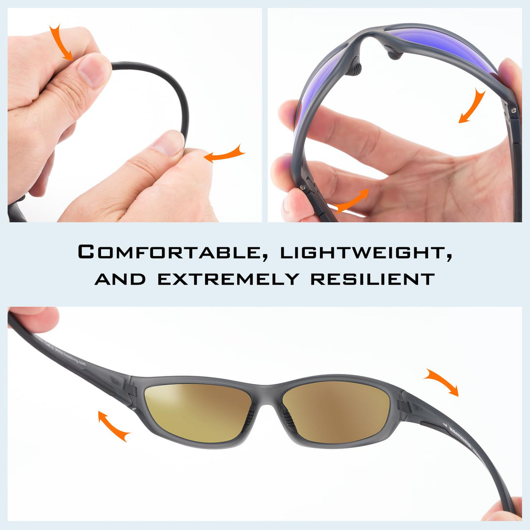 KastKing Hiwassee Polarized Sport Sunglasses for Men and Women, Matte Smoke Crystal Frame,Smoke Base Cobalt Mirror