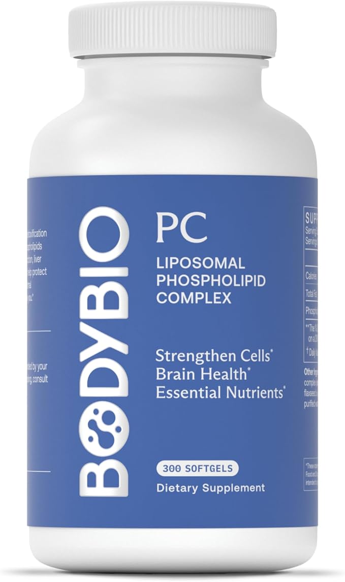 BodyBio PC - Phosphatidylcholine for Mental Clarity, Healthy Aging, Cellular Repair, and Gentle Daily Detoxification - 60 Softgels