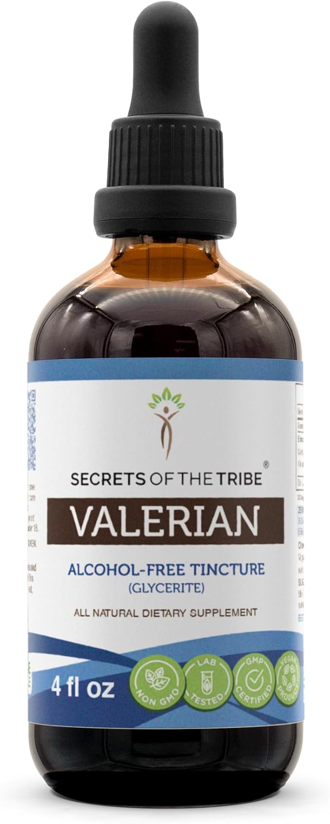 Secrets of the Tribe Valerian Alcohol-Free Tincture (Glycerite) 675 mg Valerian (Valeriana Officinalis) Dried Root (4 Fl Oz) Sleep Support Supplement