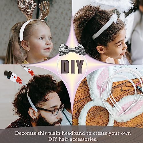 50PCS Amersumer 1/2" Girls Plain No Teeth DIY Plastic Headbands Headwear Hair Accessories (Black） (WHITE)