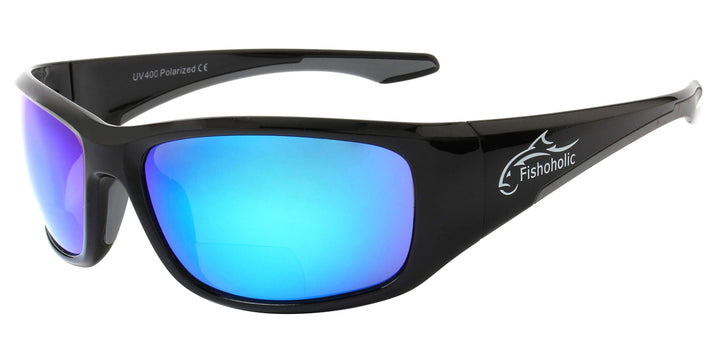 Fishoholic BiFocal - x1.5 x2.0 x2.5 (Reader) Magnification - Polarized Bi-Focal Fishing Sunglasses - UV400 Great Fishing Gift (Vx1.5-GB-BLU-gry)