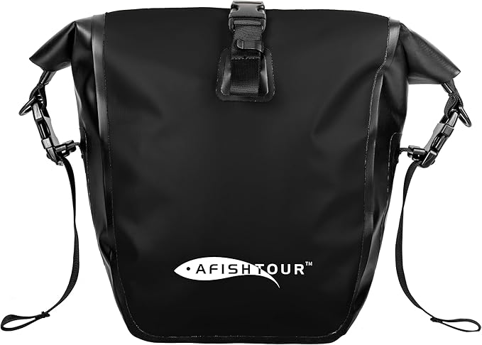 Waterproof Bike Pannier - 15L Saddle Bag for Bicycles Rear Rack - Bike Bag for Grocery, Laptop (Black, 1 PCS)