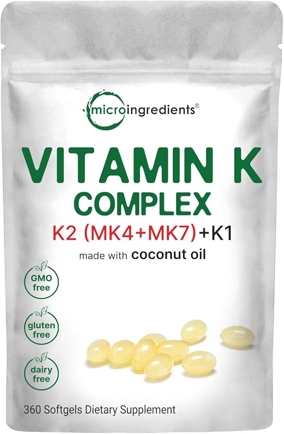 Micro Ingredients Super Vitamin K Complex (K2 MK7 + MK4 & K1) & Vitamin D3 5,000 IU Bundle Pack | Easily Absorbed K Vitamins, Active Menaquinone Complex | Vitamin D as Cholecalciferol