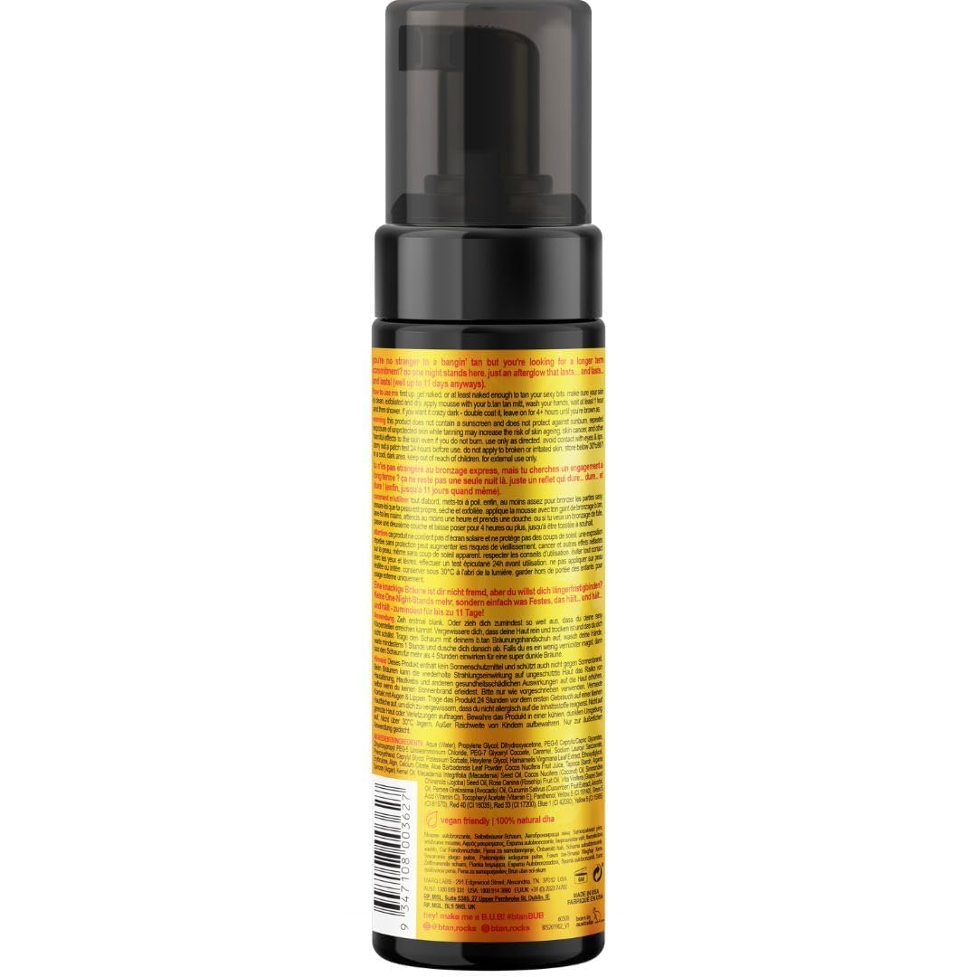 b.tan Ultra Long-Lasting Self Tanner Mousse | Vegan Dark Bronze Glow - 1 Hour Express